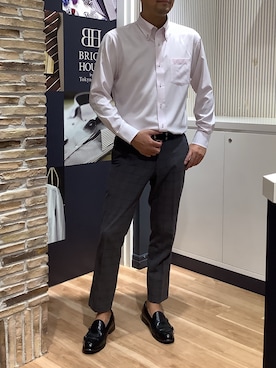 「アイテム（ビジネスシャツ）」を使った、BRICK HOUSE by Tokyo Shirts 名古屋茶屋イオンモール店さん（メンズ・178cm）の秋コーディネート