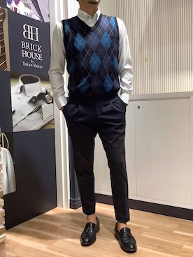 「アイテム（ビジネスシャツ）」を使った、BRICK HOUSE by Tokyo Shirts 名古屋茶屋イオンモール店さん（メンズ・178cm）の秋コーディネート