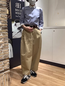 「TOKYO SHIRTS（トウキョウシャツ）の【透け防止】 形態安定ノンアイロン ワイド 7分袖ビジネスワイシャツ（ビジネスシャツ、ブルー系）」を使った、BRICK HOUSE by Tokyo Shirts 名古屋茶屋イオンモール店さん（メンズ・173cm）の夏コーディネート