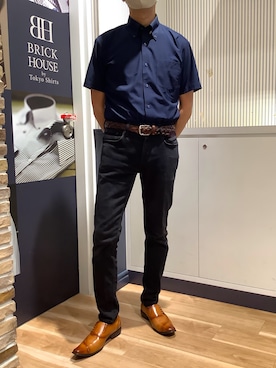 「アイテム（ビジネスシャツ）」を使った、BRICK HOUSE by Tokyo Shirts 名古屋茶屋イオンモール店さん（メンズ・173cm）の夏コーディネート