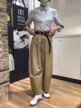 「TOKYO SHIRTS（トウキョウシャツ）の【透け防止】 形態安定ノンアイロン レギュラー 7分袖ビジネスワイシャツ（ビジネスシャツ、ブルー系）」を使った、BRICK HOUSE by Tokyo Shirts 名古屋茶屋イオンモール店さん（メンズ・173cm）の夏コーディネート