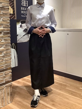 「TOKYO SHIRTS（トウキョウシャツ）の【超形態安定】 形態安定ノーアイロン ワイド 長袖ビジネスワイシャツ（ビジネスシャツ、ブルー系）」を使った、BRICK HOUSE by Tokyo Shirts 名古屋茶屋イオンモール店さん（メンズ・173cm）の夏コーディネート