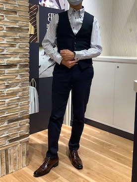 「アイテム（ビジネスシャツ）」を使った、BRICK HOUSE by Tokyo Shirts 名古屋茶屋イオンモール店さん（メンズ・173cm）の秋コーディネート