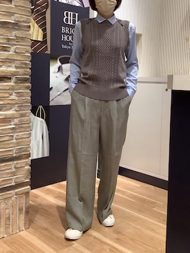 「アイテム（ビジネスシャツ）」を使った、BRICK HOUSE by Tokyo Shirts 名古屋茶屋イオンモール店さん（レディース・161cm）の秋コーディネート