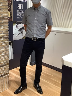 「アイテム（ビジネスシャツ）」を使った、BRICK HOUSE by Tokyo Shirts 名古屋茶屋イオンモール店さん（メンズ・173cm）の夏コーディネート