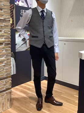 「アイテム（ビジネスシャツ）」を使った、BRICK HOUSE by Tokyo Shirts 名古屋茶屋イオンモール店さん（メンズ・173cm）の秋コーディネート