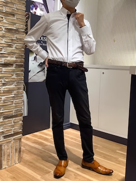 「アイテム（ビジネスシャツ、ホワイト系）」を使った、BRICK HOUSE by Tokyo Shirts 名古屋茶屋イオンモール店さん（メンズ・173cm）の秋コーディネート