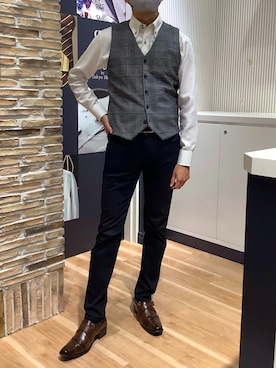 「アイテム（ビジネスシャツ）」を使った、BRICK HOUSE by Tokyo Shirts 名古屋茶屋イオンモール店さん（メンズ・173cm）の秋コーディネート