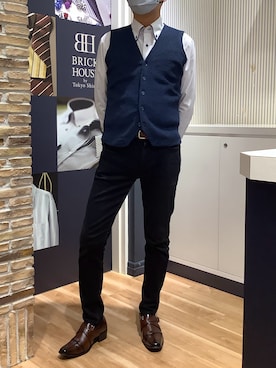 「アイテム（ビジネスシャツ）」を使った、BRICK HOUSE by Tokyo Shirts 名古屋茶屋イオンモール店さん（メンズ・173cm）の秋コーディネート