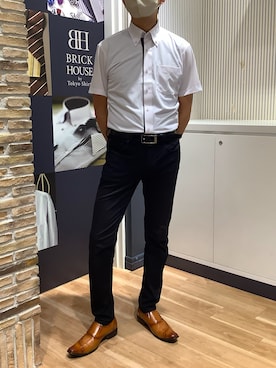 「アイテム（ビジネスシャツ）」を使った、BRICK HOUSE by Tokyo Shirts 名古屋茶屋イオンモール店さん（メンズ・173cm）の夏コーディネート