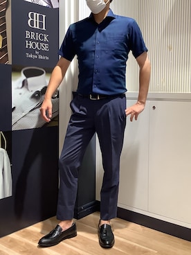 「アイテム（ビジネスシャツ）」を使った、BRICK HOUSE by Tokyo Shirts 名古屋茶屋イオンモール店さん（メンズ・178cm）の夏コーディネート