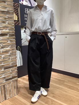 「TOKYO SHIRTS（トウキョウシャツ）の【吸水速乾】【COFREX】 形態安定ノンアイロン スキッパー 長袖ビジネスワイシャツ（ビジネスシャツ、ブルー系）」を使った、BRICK HOUSE by Tokyo Shirts 名古屋茶屋イオンモール店さん（メンズ・173cm）の秋コーディネート