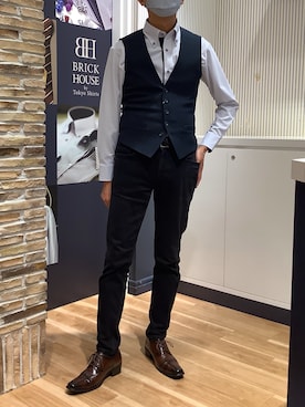 「アイテム（ビジネスシャツ）」を使った、BRICK HOUSE by Tokyo Shirts 名古屋茶屋イオンモール店さん（メンズ・173cm）の秋コーディネート
