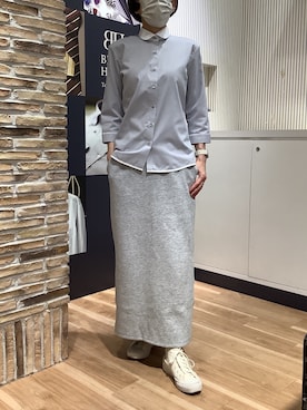「TOKYO SHIRTS（トウキョウシャツ）の形態安定ノンアイロン ラウンド 7分袖ビジネスワイシャツ（ビジネスシャツ、グレー系）」を使った、BRICK HOUSE by Tokyo Shirts 名古屋茶屋イオンモール店さん（メンズ・173cm）の春コーディネート