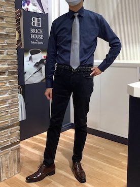 「アイテム（ビジネスシャツ）」を使った、BRICK HOUSE by Tokyo Shirts 名古屋茶屋イオンモール店さん（メンズ・173cm）の秋コーディネート