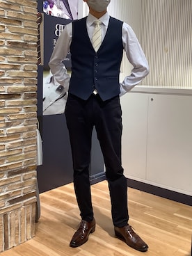 「アイテム（ネクタイ、ベージュ系）」を使った、BRICK HOUSE by Tokyo Shirts 名古屋茶屋イオンモール店さん（メンズ・173cm）の秋コーディネート