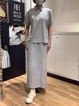 「TOKYO SHIRTS（トウキョウシャツ）の半袖ポロシャツ レディース（ビジネスシャツ、グレー系）」を使った、BRICK HOUSE by Tokyo Shirts 名古屋茶屋イオンモール店さん（メンズ・173cm）の夏コーディネート