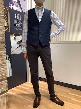 「TOKYO SHIRTS（トウキョウシャツ）のアイテム（ビジネスシャツ）」を使った、BRICK HOUSE by Tokyo Shirts 名古屋茶屋イオンモール店さん（メンズ・173cm）の春コーディネート