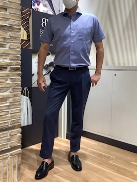 「アイテム（ビジネスシャツ）」を使った、BRICK HOUSE by Tokyo Shirts 名古屋茶屋イオンモール店さん（メンズ・178cm）の夏コーディネート