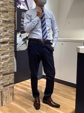 「アイテム（ビジネスシャツ）」を使った、BRICK HOUSE by Tokyo Shirts 名古屋茶屋イオンモール店さん（メンズ・173cm）の秋コーディネート