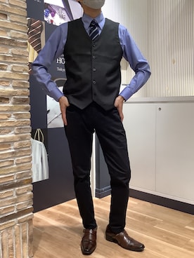 「アイテム（ビジネスシャツ）」を使った、BRICK HOUSE by Tokyo Shirts 名古屋茶屋イオンモール店さん（メンズ・173cm）の秋コーディネート