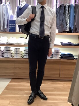 「アイテム（ビジネスバッグ、グレー系）」を使った、BRICK HOUSE by Tokyo Shirts 名古屋茶屋イオンモール店さん（メンズ・173cm）の冬コーディネート