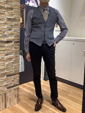 「アイテム（ビジネスシャツ）」を使った、BRICK HOUSE by Tokyo Shirts 名古屋茶屋イオンモール店さん（メンズ・173cm）の冬コーディネート