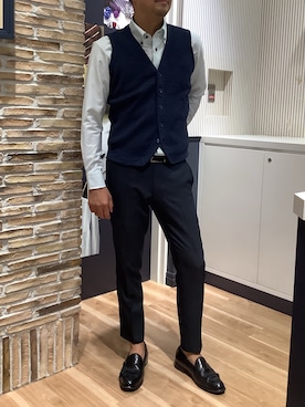 「アイテム（ベスト）」を使った、BRICK HOUSE by Tokyo Shirts 名古屋茶屋イオンモール店さん（メンズ・178cm）の秋コーディネート