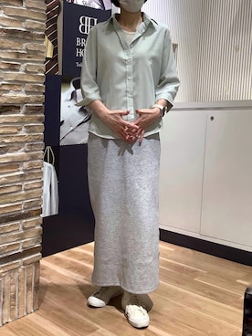 「TOKYO SHIRTS（トウキョウシャツ）の【Pitta Re:)】ふわっとガーゼシャツ レギュラーシルエット 七分袖 綿100% レディース カジュアルシャツ（シャツ/ブラウス、グリーン系）」を使った、BRICK HOUSE by Tokyo Shirts 名古屋茶屋イオンモール店さん（メンズ・173cm）の春コーディネート