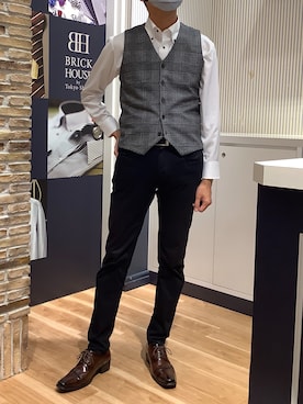 「アイテム（ビジネスシャツ）」を使った、BRICK HOUSE by Tokyo Shirts 名古屋茶屋イオンモール店さん（メンズ・173cm）の秋コーディネート