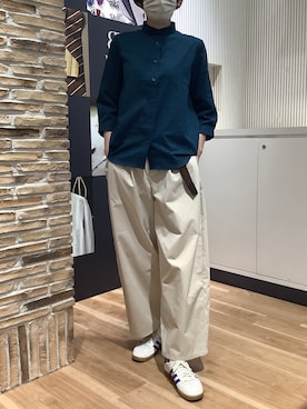 「TOKYO SHIRTS（トウキョウシャツ）の【Pitta Re:)】ふわっとガーゼシャツ レギュラーシルエット 七分袖 綿100% レディース カジュアルシャツ（シャツ/ブラウス、グリーン系）」を使った、BRICK HOUSE by Tokyo Shirts 名古屋茶屋イオンモール店さん（メンズ・173cm）の夏コーディネート