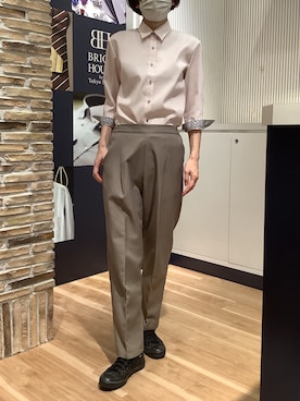 「TOKYO SHIRTS（トウキョウシャツ）の形態安定ノンアイロン レギュラー 7分袖ビジネスワイシャツ（ビジネスシャツ、ピンク系）」を使った、BRICK HOUSE by Tokyo Shirts 名古屋茶屋イオンモール店さん（メンズ・173cm）の春コーディネート