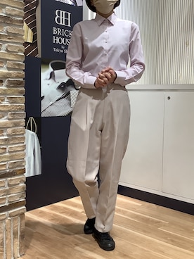 「アイテム（ビジネスシャツ）」を使った、BRICK HOUSE by Tokyo Shirts 名古屋茶屋イオンモール店さん（レディース・161cm）の冬コーディネート