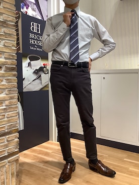 「TOKYO SHIRTS（トウキョウシャツ）のアイテム（ビジネスシャツ）」を使った、BRICK HOUSE by Tokyo Shirts 名古屋茶屋イオンモール店さん（メンズ・173cm）の春コーディネート