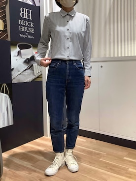 「アイテム（ビジネスシャツ）」を使った、BRICK HOUSE by Tokyo Shirts 名古屋茶屋イオンモール店さん（レディース・161cm）の秋コーディネート