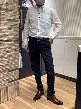 「アイテム（ビジネスシャツ）」を使った、BRICK HOUSE by Tokyo Shirts 名古屋茶屋イオンモール店さん（メンズ・173cm）の秋コーディネート