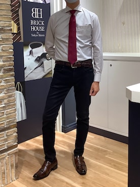 「アイテム（ビジネスシャツ）」を使った、BRICK HOUSE by Tokyo Shirts 名古屋茶屋イオンモール店さん（メンズ・173cm）の秋コーディネート