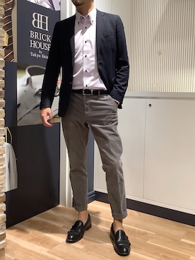 「アイテム（ビジネスシャツ）」を使った、BRICK HOUSE by Tokyo Shirts 名古屋茶屋イオンモール店さん（メンズ・178cm）の秋コーディネート