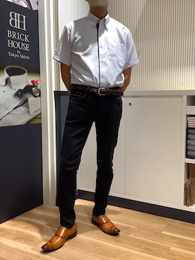 「アイテム（ビジネスシャツ）」を使った、BRICK HOUSE by Tokyo Shirts 名古屋茶屋イオンモール店さん（メンズ・173cm）の夏コーディネート