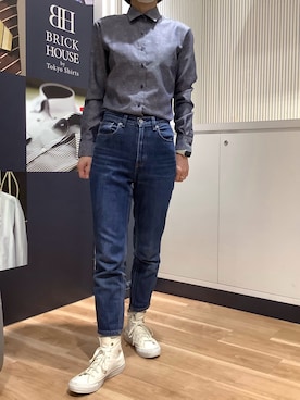 「アイテム（ビジネスシャツ）」を使った、BRICK HOUSE by Tokyo Shirts 名古屋茶屋イオンモール店さん（レディース・161cm）の秋コーディネート
