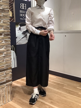 「TOKYO SHIRTS（トウキョウシャツ）の【透け防止】 形態安定ノンアイロン ラウンド 長袖ビジネスワイシャツ（ビジネスシャツ、オレンジ系）」を使った、BRICK HOUSE by Tokyo Shirts 名古屋茶屋イオンモール店さん（メンズ・173cm）の夏コーディネート