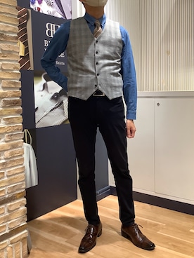 「アイテム（ポロシャツ）」を使った、BRICK HOUSE by Tokyo Shirts 名古屋茶屋イオンモール店さん（メンズ・173cm）の秋コーディネート