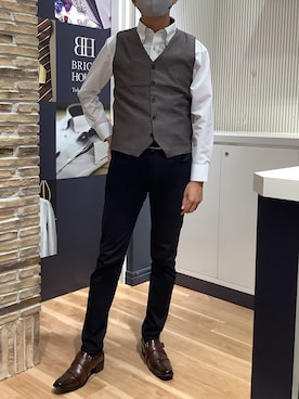 「アイテム（ビジネスシャツ）」を使った、BRICK HOUSE by Tokyo Shirts 名古屋茶屋イオンモール店さん（メンズ・173cm）の秋コーディネート