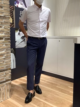 「アイテム（ビジネスシャツ）」を使った、BRICK HOUSE by Tokyo Shirts 名古屋茶屋イオンモール店さん（メンズ・178cm）の夏コーディネート