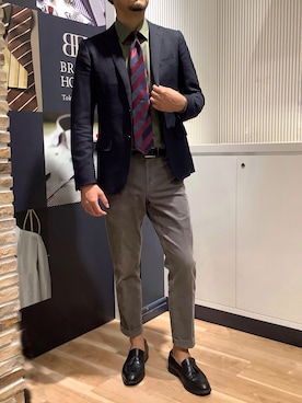 「アイテム（ビジネスシャツ）」を使った、BRICK HOUSE by Tokyo Shirts 名古屋茶屋イオンモール店さん（メンズ・178cm）の秋コーディネート