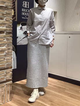 「TOKYO SHIRTS（トウキョウシャツ）の【Pitta Re:)】ふわっとガーゼシャツ レギュラーシルエット 七分袖 綿100% レディース カジュアルシャツ（シャツ/ブラウス、ベージュ系）」を使った、BRICK HOUSE by Tokyo Shirts 名古屋茶屋イオンモール店さん（メンズ・173cm）の春コーディネート