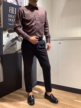 「アイテム（ビジネスシャツ）」を使った、BRICK HOUSE by Tokyo Shirts 名古屋茶屋イオンモール店さん（メンズ・178cm）の秋コーディネート