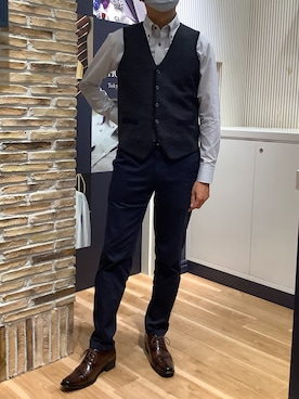 「アイテム（ビジネスシャツ）」を使った、BRICK HOUSE by Tokyo Shirts 名古屋茶屋イオンモール店さん（メンズ・173cm）の秋コーディネート