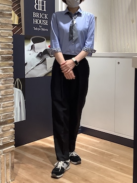 「アイテム（ビジネスシャツ）」を使った、BRICK HOUSE by Tokyo Shirts 名古屋茶屋イオンモール店さん（レディース・161cm）の夏コーディネート