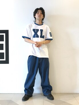 「XLARGE（エクストララージ）のアイテム（トップス、ホワイト系）」を使った、中村 篤恭さん（メンズ・174cm）の夏コーディネート